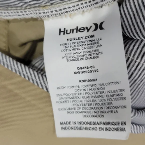 Hurley Men's Dri-fit Nike Khaki Chino Shorts Size 36 - Picture 10 of 12